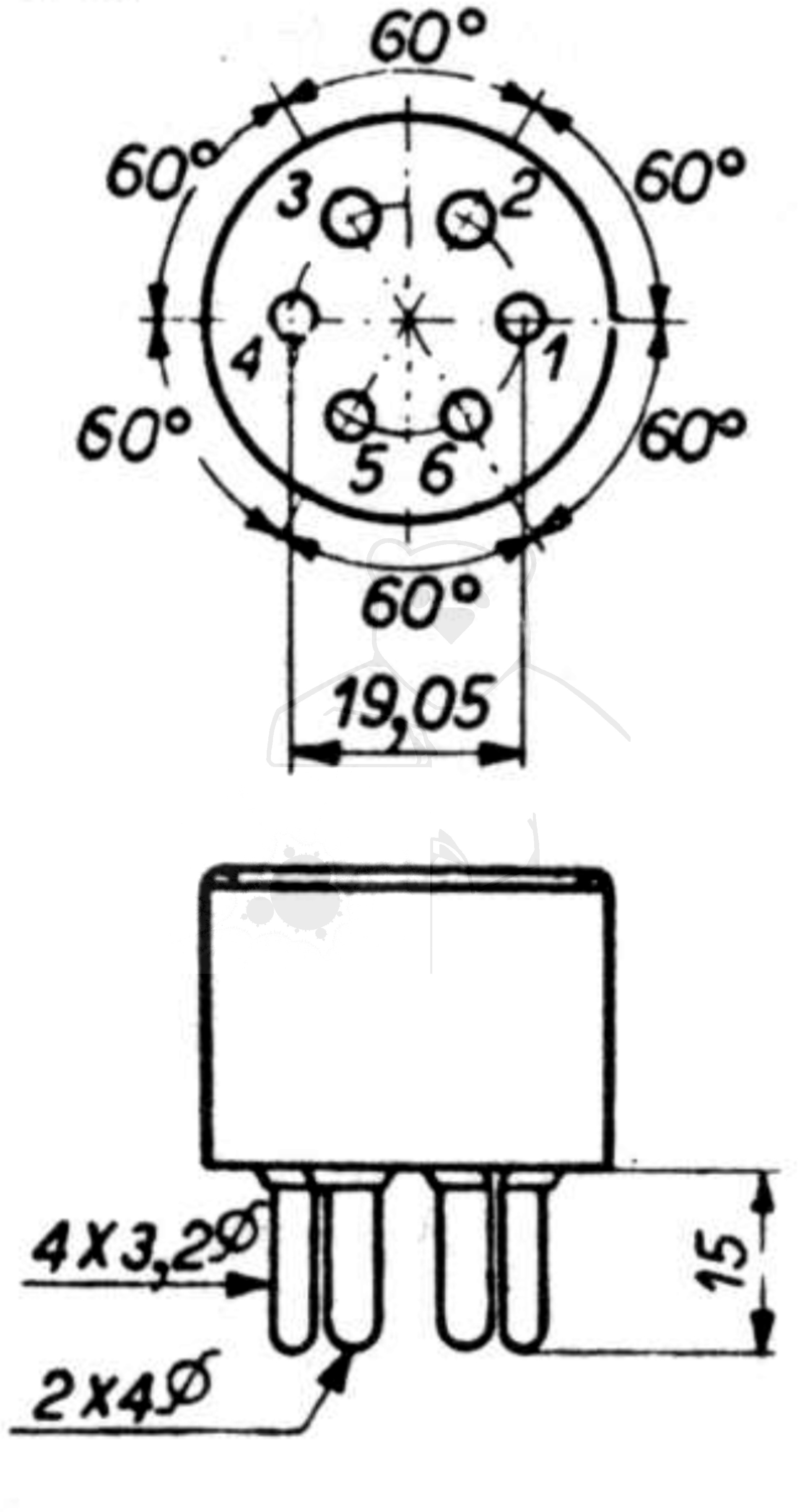 Fassung für Röhren mit: USA, Small, 6pol. aus: Das große Röhrenhandbuch, Franzis Verlag, 1995 München